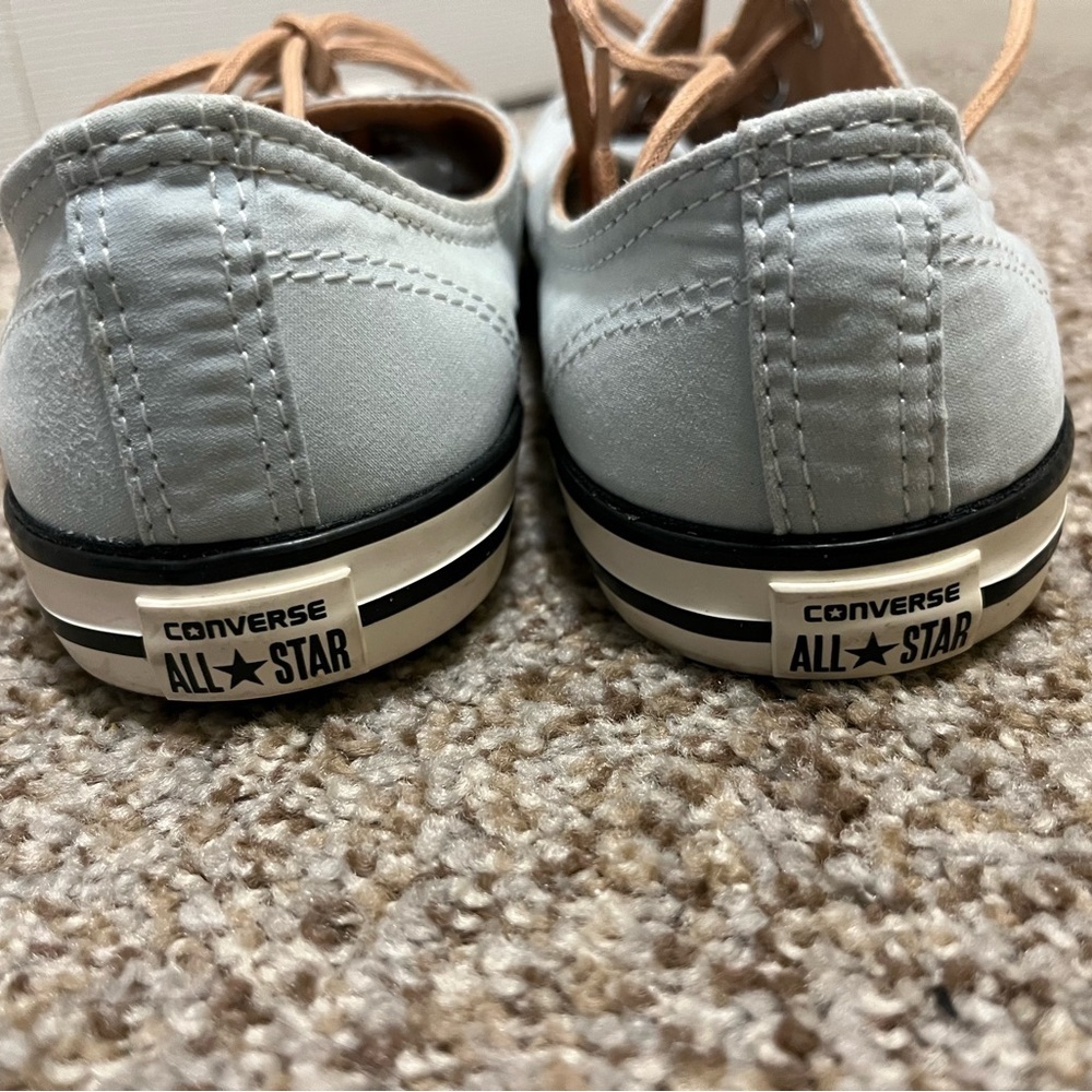 Converse Light Blue Canvas Sneakers with Tan Leather Laces - Picture 3 of 10